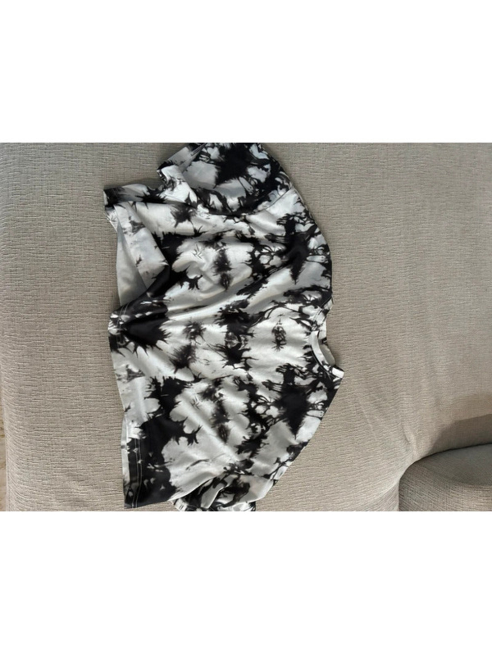 Black and white tie-dye flowing shorts
